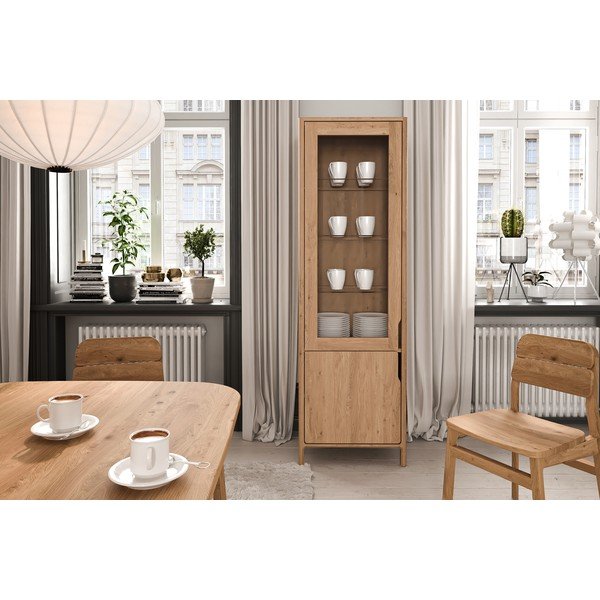 Vitrina od punog hrasta u prirodnoj boji 59x188 cm Twig – The Beds-image-3