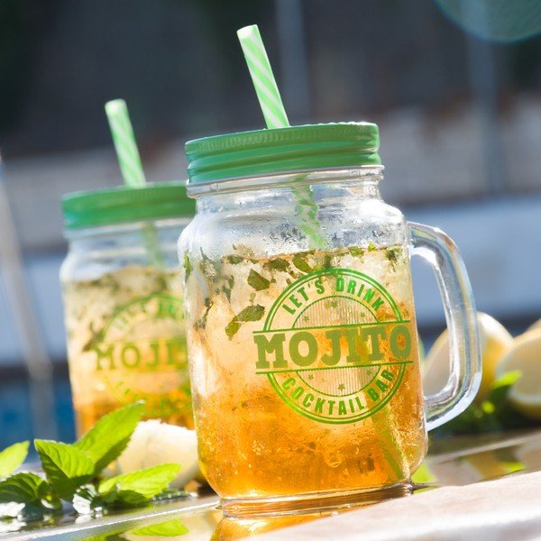 Čaša s poklopcem i slamkom InnovaGoods Mojito, 450 ml-image-1