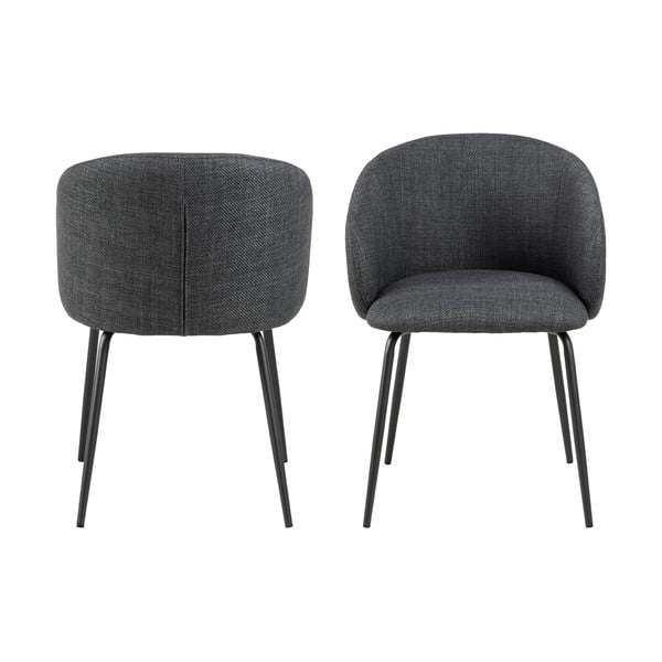 Tamno sive podstavljene blagovaonske stolice u setu s naslonima za ruke 2 kom Eleanor – Actona-image-2