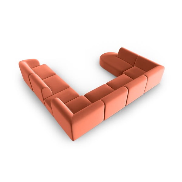 Ružičasta baršunasti kutna garnitura (s desnim kutom/u obliku slova "U") Paolo – Milo Casa-image-3