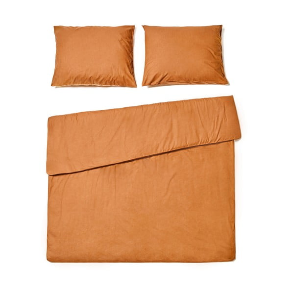 Terakota narančasta posteljina za bračni krevet od stonewashed pamuka Bonami Selection, 160 x 220 cm