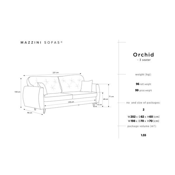 Tamno sivi trosjed na razvlačenje s prostorom za odlaganje Mazzini Sofas Orchid-image-2