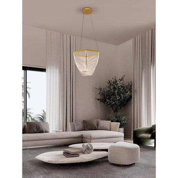 LED viseća svjetiljka aluminijska s mogućnosti zatamnjivanja u zlatnoj boji sa sjenilom od akrilnog stakla ø 52 cm Valentin – Nova Luce-image-1
