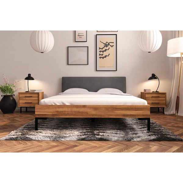 Bračni krevet od hrastovine s tapeciranim uzglavljem 140x200 cm Abises 1 - The Beds-image-1