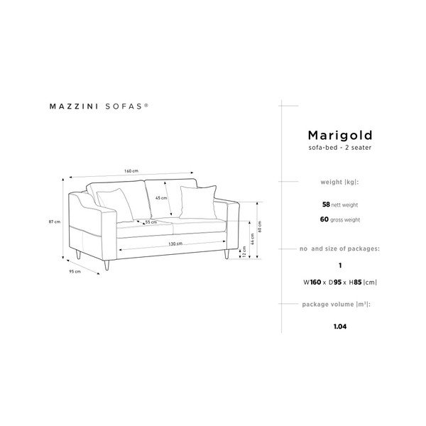 Tamnoplava dvosjeda Mazzini Sofas Marigold-image-4