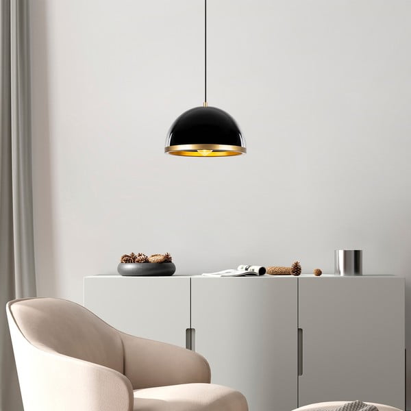 Crna/u zlatnoj boji viseća svjetiljka s metalnim sjenilom ø 30 cm Ferenci – Opviq lights-image-1