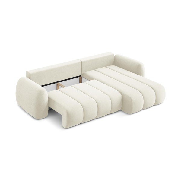 Bež sklopiva/s prostorom za pohranu kutna garnitura od bouclé tkanine (s desnim kutom/s ležaljkom) Pele – Makamii-image-3