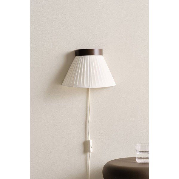 Bijela/smeđa tekstilna zidna lampa s utikačem Alvar – Jotex-image-3