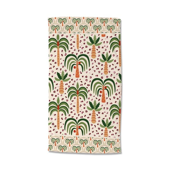 Zeleni/bež ručnik za plažu od samta 100x180 cm Cezan – Good Morning