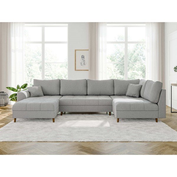 Svijetlo siva kutna garnitura od samta (s lijevim kutom/u obliku slova "U") Ariella – Ropez-image-1