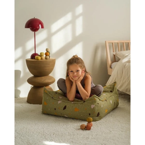 Zelena vreća za bebe od bouclé tkanine/od šenila Terrazzo Square – Wigiwama-image-4