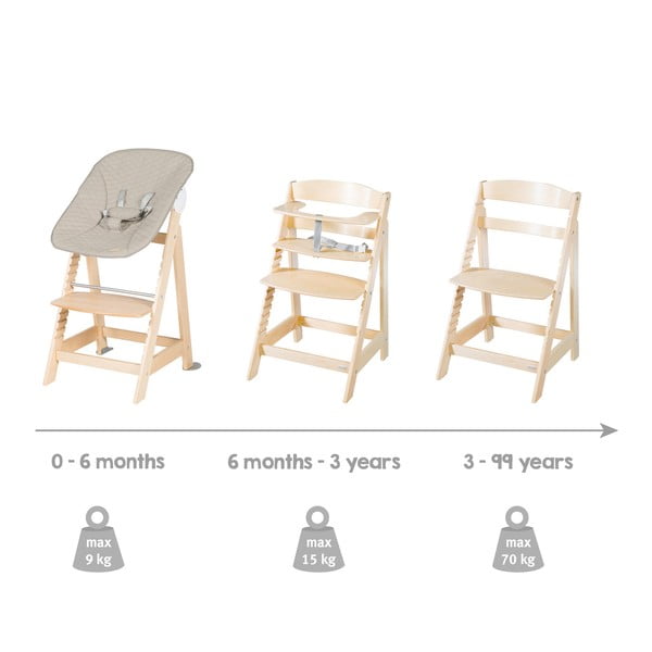 Bež/u prirodnoj boji dječja blagovaonska stolica Born Up 2in1 Luxe – Roba-image-2