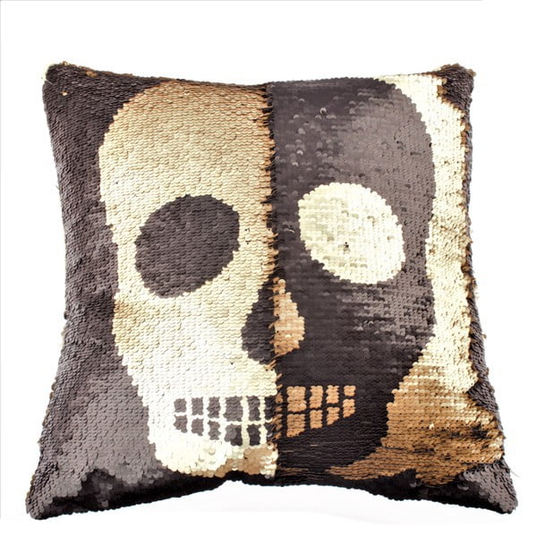 Jastuk sa šljokicama Dakls Golden Skull, 40 x 40 cm