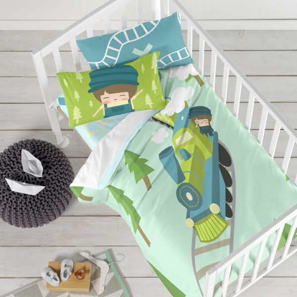 Dječija posteljina od čistog pamuka Happynois Train, 115 x 145 cm-image-1