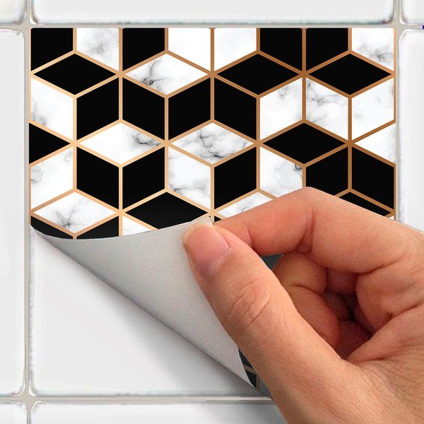 Set od 24 zidne naljepnice Ambiance Black and Gold Marble, 10 x 10 cm-image-1
