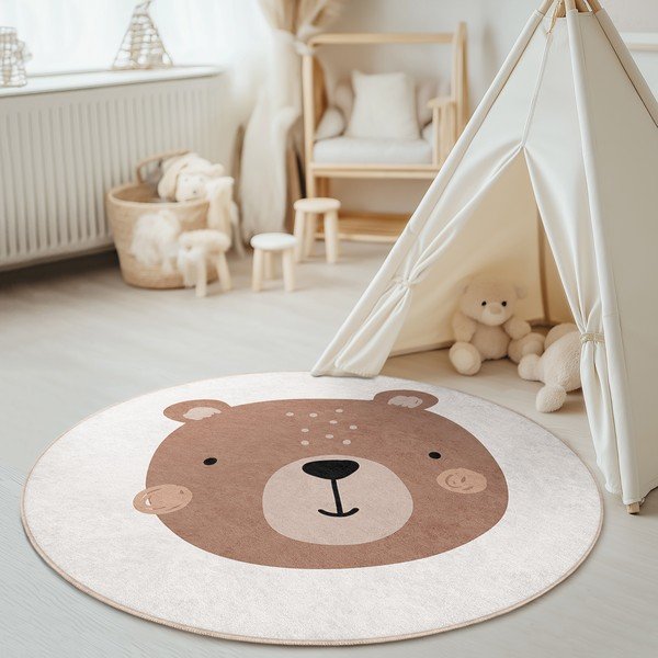 Smeđi/krem periv dječji tepih ø150 cm Teddy Bear – Mila Home-image-3