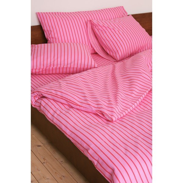 Crvena/ružičasta posteljina za bračni krevet/za produženi krevet od organskog pamuka 200x220 cm Sima – Jotex-image-1