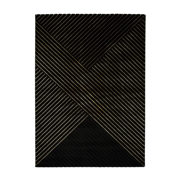 Crni tepih Universal Gold Stripes, 120 x 170 cm
