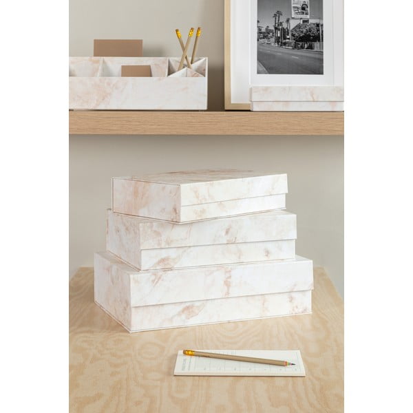 Bež kartonske kutije za pohranu u setu  3 kom s poklopcem 42,5x29,5x13 cm Kian Paper Laminate – Bigso-image-1