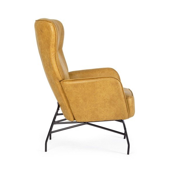 Senf žuta fotelja od imitacije kože Nasira – Bizzotto-image-3