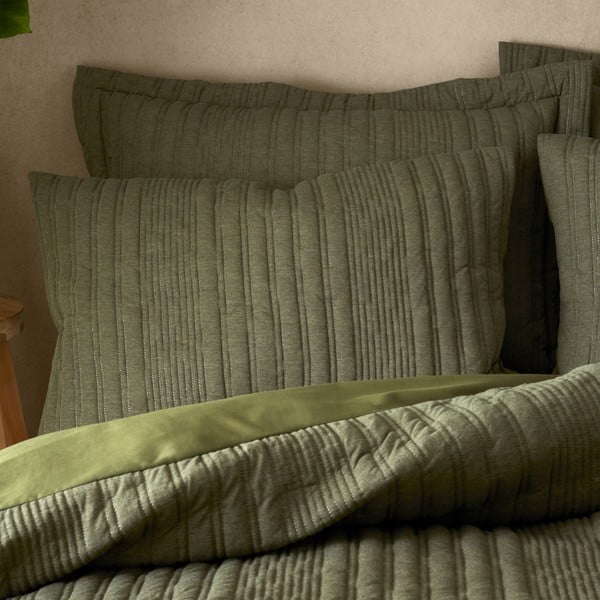 Kaki zelena posteljina za bračni krevet 200x200 cm Tamba Stripe – Pineapple Elephant-image-1