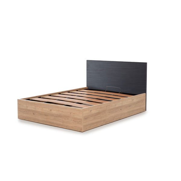 Sivi bračni krevet s prostorom za odlaganje i podnicom 160x200 cm Kronos - Marckeric-image-3