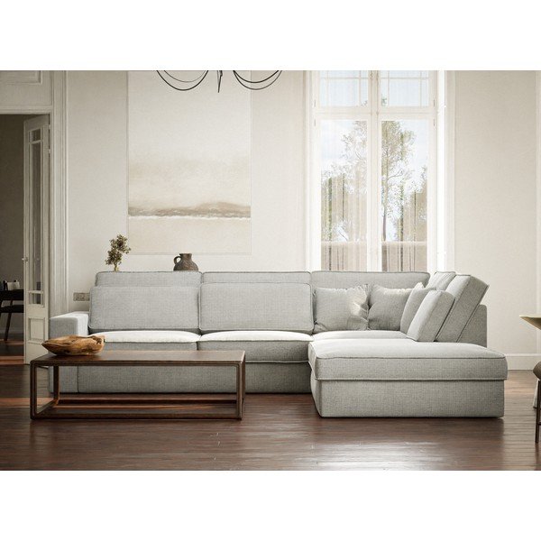 Svijetlo siva kutna garnitura od šenila (s desnim kutom/u obliku slova L) Kirou – Maison de Rêve-image-4