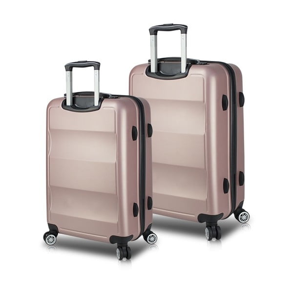 Set od 2 ružičasta putna kovčega na kotačima s USB priključcima My Valice LASSO Cabin & Medium