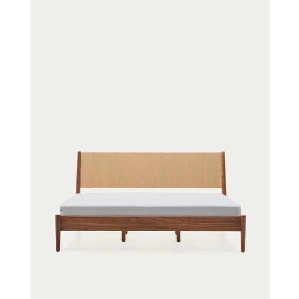 Tamno smeđi bračni krevet od punog oraha s podnicom 180x200 cm Elan – Kave Home-image-4