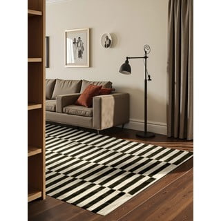 Crno-bijeli obostrani/ručno rađen vuneni tepih 200x300 cm Donna – Hanse Home