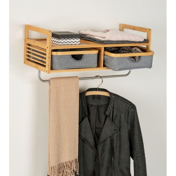Siva/u prirodnoj boji od bambusa zidna vješalica s policom Bahari – Wenko-image-1