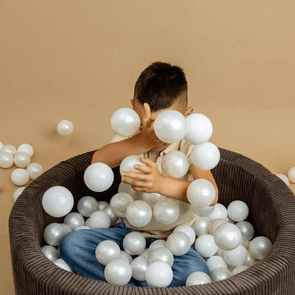 Ružičasti bazen s lopticama od samta ø 90x30 cm Montessori – Meowbaby-image-3