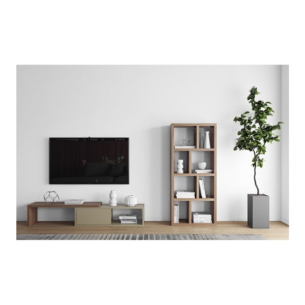 Promjenjivi sivi TV stolić s furnirom od oraha TemaHome Move-image-4