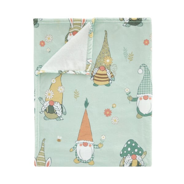Svijetlo zelena deka s uskršnjim motivom od mikropliša 130x170 cm Spring Gonks – Catherine Lansfield