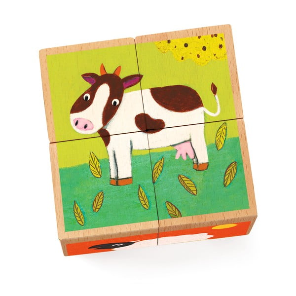 Dječje drvene kocke sa životinjskim motivima sa farme Djeco