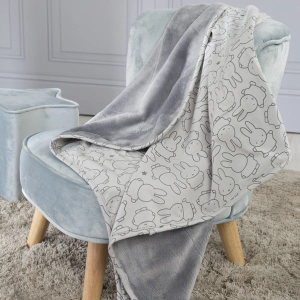 Siva pamučna deka za bebe 80x80 cm Miffy – Roba-image-1