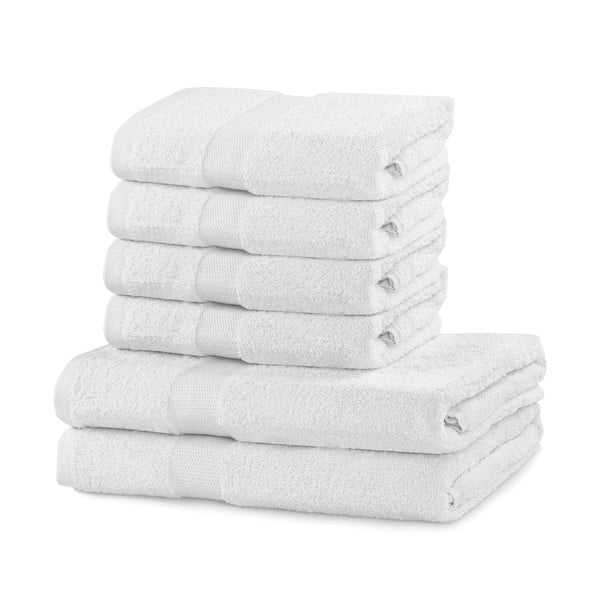 Set od 2 pamučna bijela velika ručnika i 4 mala ručnika DecoKing Marina