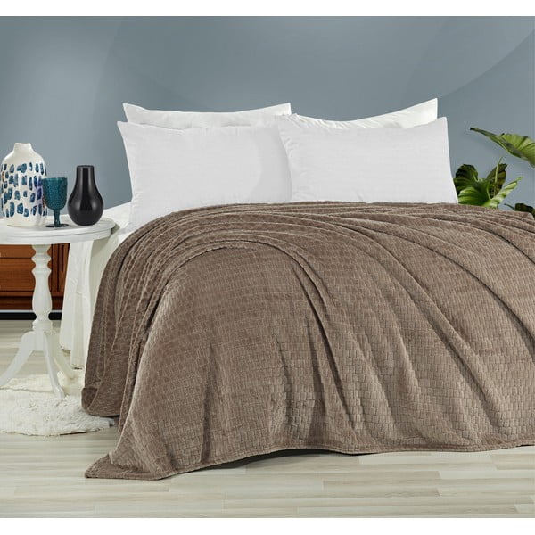 Smeđi pokrivač za bračni krevet 200x220 cm Melinda - Mijolnir