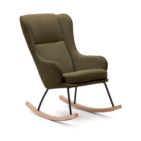 Zelena fotelja za ljuljanje od bouclé tkanine Maustin – Kave Home