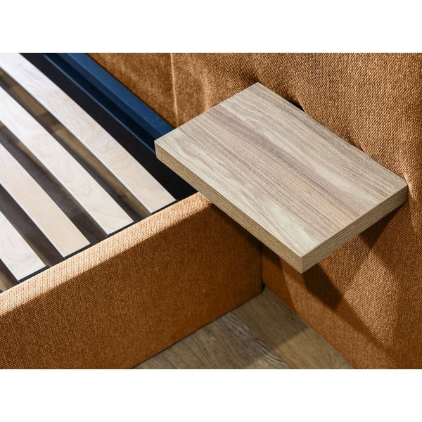 Oker žuti tapecirani bračni krevet s prostorom za odlaganje s podnicom 160x200 cm Blandine – Bobochic Paris-image-4