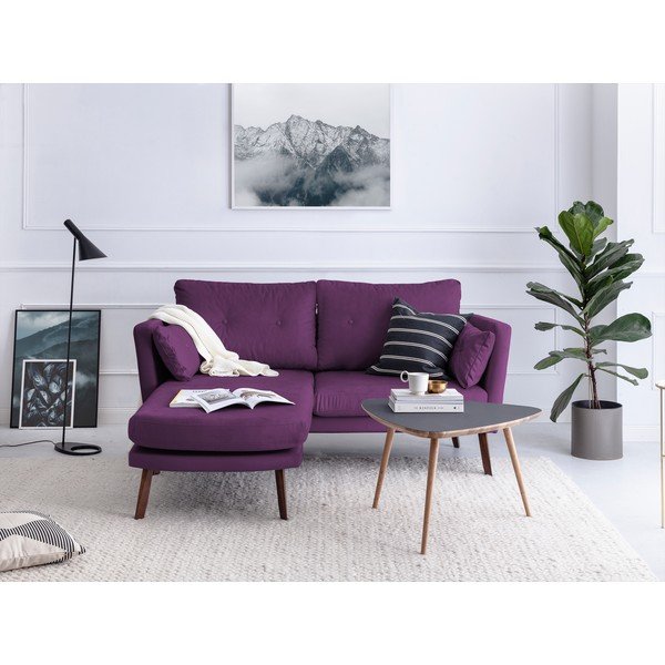 Tamnoljubičasti trosjed Mazzini Sofas Elena, sa ležaljkom na lijevom uglu-image-1