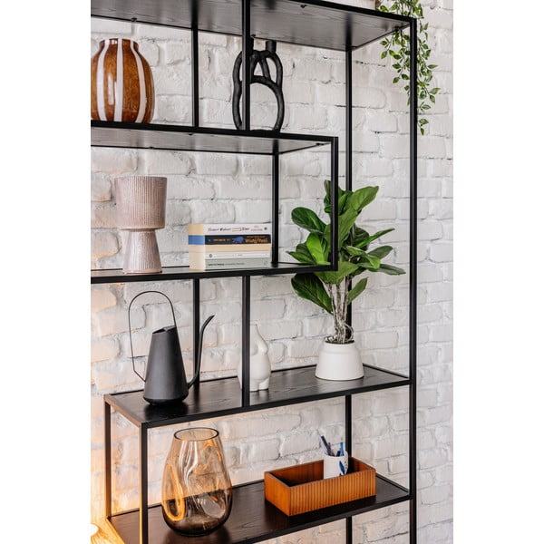 Crna polica za knjige u dekoru jasena 114x185 cm Seaford - Actona-image-4