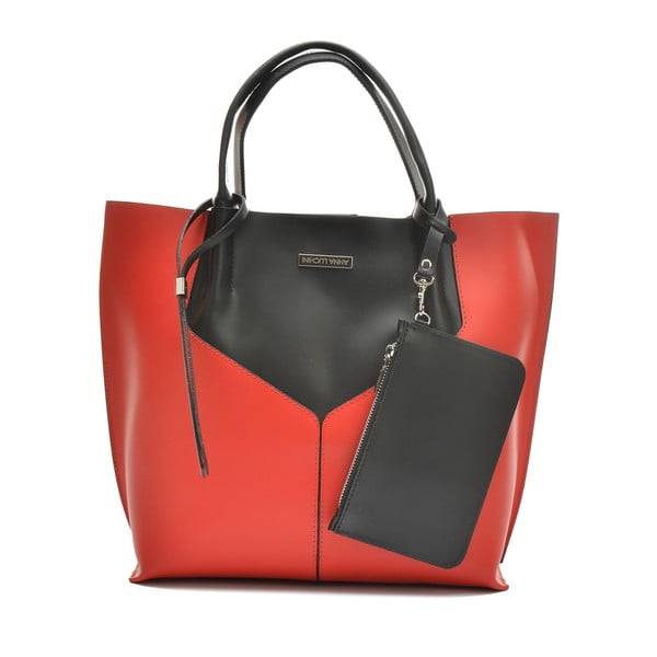 Crveno-crna kožna torbica Anna Luchini Tote