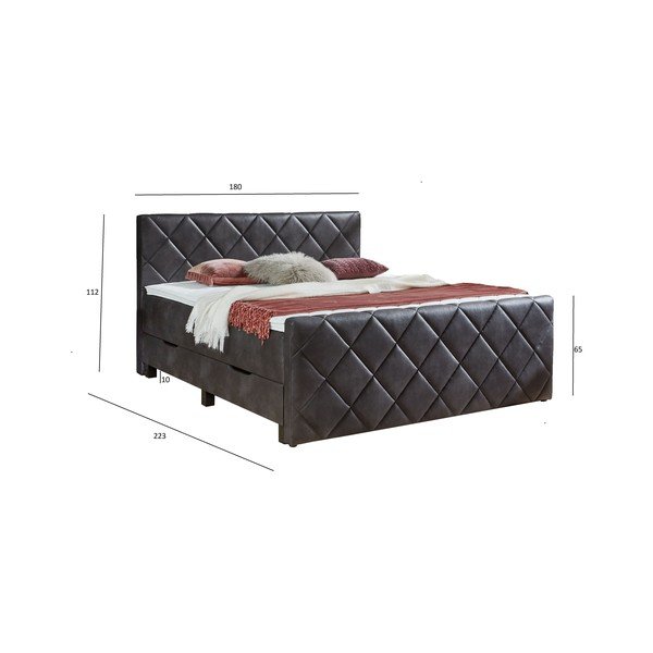 Crni boxspring krevet s prostorom za odlaganje 180x200 cm Chester – Rojaplast-image-4