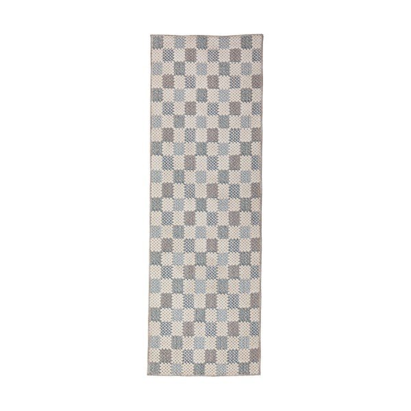 Plava periva staza od mješavine pamuka 80x230 cm Muted Checkerboard – Flair Rugs