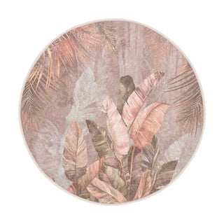 Svijetlo ružičasti perivi okrugao tepih ø 150 cm Dusty Leaves – Mila Home