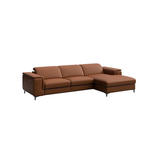 Konjak smeđa kožna kutna garnitura (s desnim kutom) Brito – MESONICA-image-2