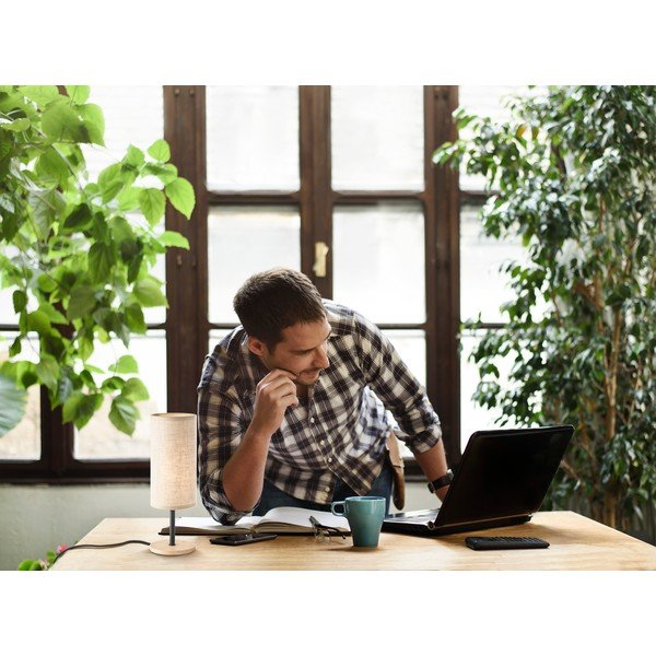 Crna/u prirodnoj boji stolna lampa s tekstilnim sjenilom (visina 30 cm) Kira – Fischer & Honsel-image-1