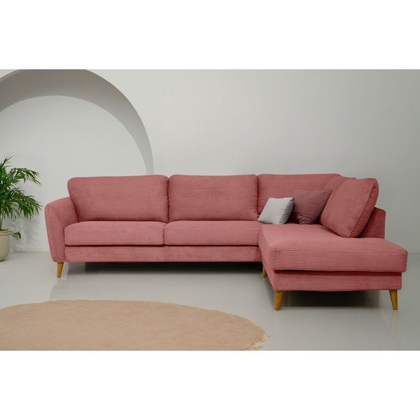 Ružičasta kutna garnitura od samta (s desnim kutom) Paris – Scandic-image-1