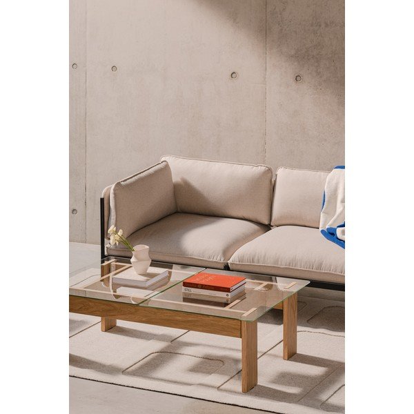 Stolić za kavu sa staklenom pločom stola u prirodnoj boji 86x132 cm Naiko – noo.ma-image-3